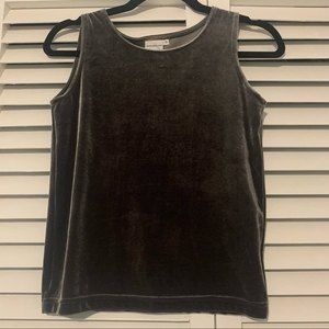 Allen Allen USA Green Velvet High Neck Tank Small